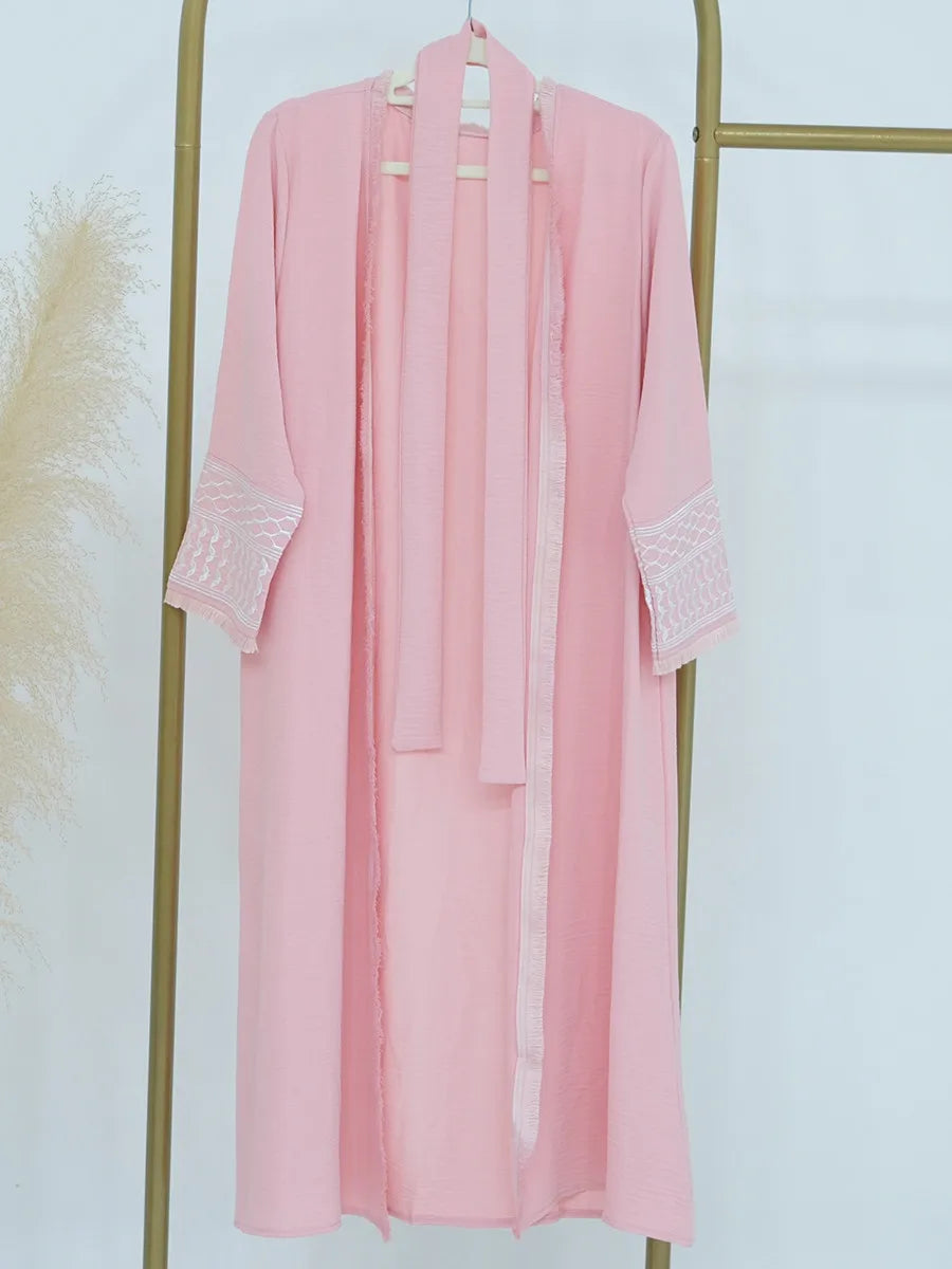 Muslim Kids girls Luxury Dubai Abaya Kimono Cardigan Embroidery tassels Long Dress Ramadan Robe Kaftan Femme Islam Clothing