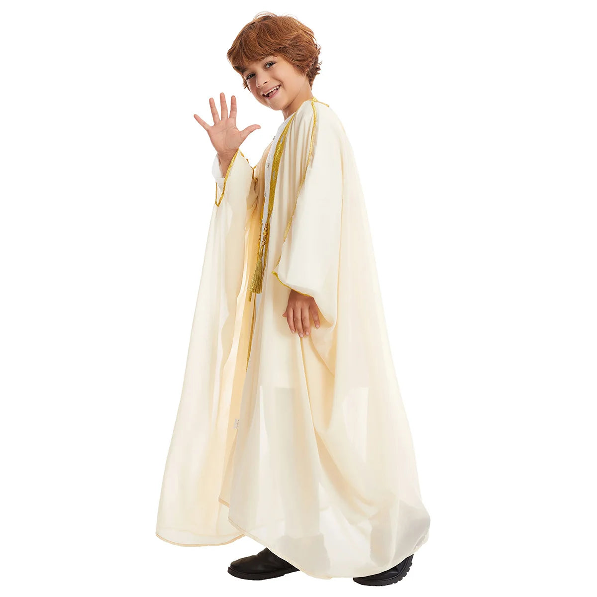 Kids Middle East Arab Robe with Tassel Boys Dubai Style Outfit Southeast Asian Long Shirt Islamic Traditional Ethnic Costume