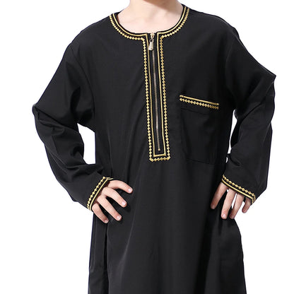 Child Dubai 2024 Luxury Kids Boys Men's Muslim Clothing Caftan Robes Islamic Ramadan Clothes Arab Man Abaya Pakistan Turkish