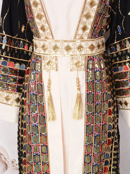 Muslim Two Piece Sets Women Clothing Prom Dresses Fashion Colorful Embroidery Abaya Turkish Kaftan Robe Women Prayer Dress Sets