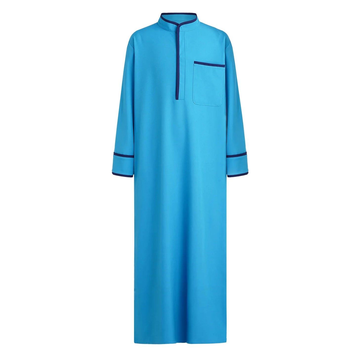 Kids Boys Muslim Thobe Arabic Middle East Loose Kaftan Long Sleeve Stand Collar Pocket Maxi Robe Casual Muslim Child Clothes