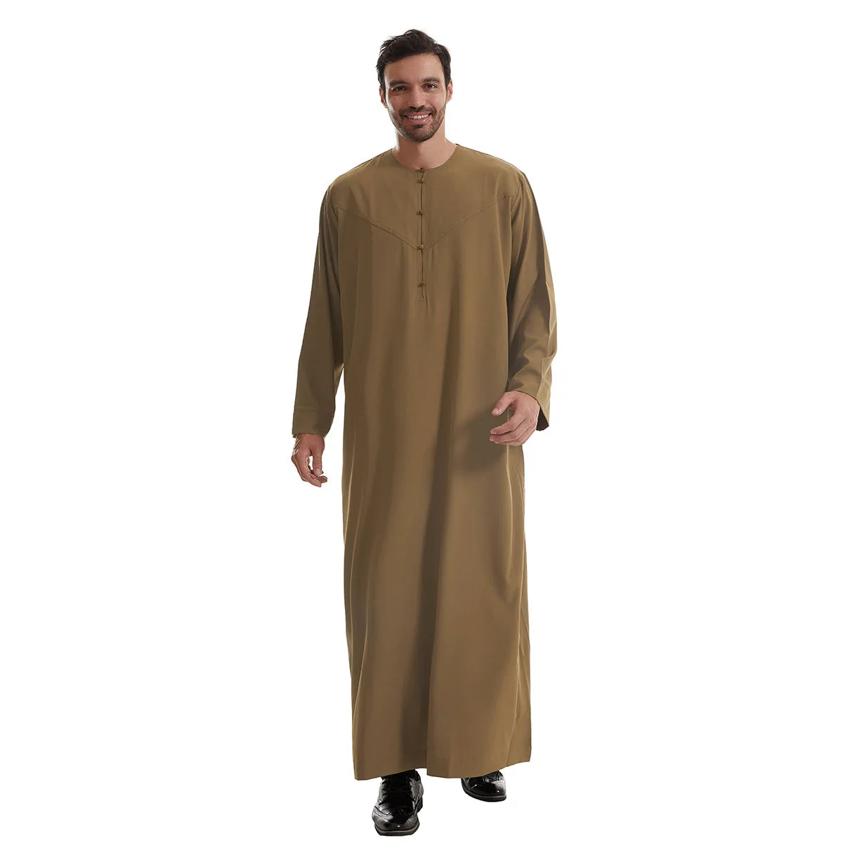 Muslim Men's Pakistani Islamic Style Dress Saudi Arabian Style Long Sleeved Button Up Robe Suitable for Prayer and Daily Wear