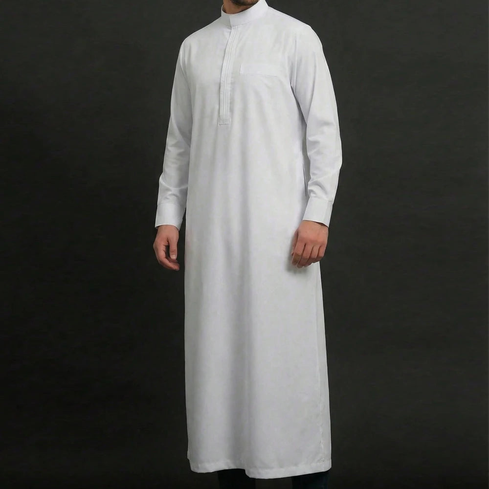 Muslim Men's Formal Thobes Long-sleeved Solid Color Loose Traditional Islamic Men's Clothing Kaftan Festival Arabic Ethnic Robe