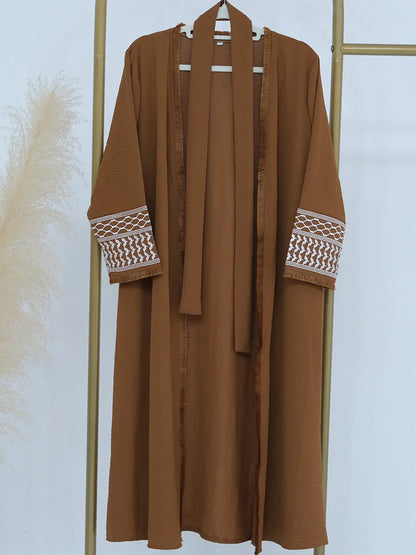 Muslim Kids girls Luxury Dubai Abaya Kimono Cardigan Embroidery tassels Long Dress Ramadan Robe Kaftan Femme Islam Clothing