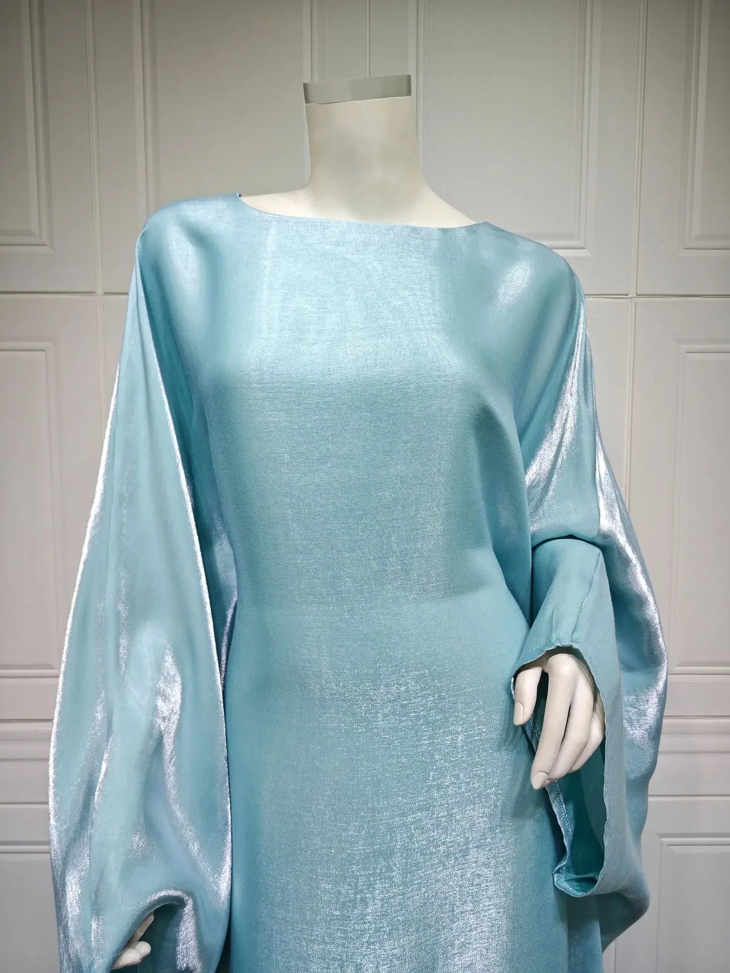2024 Muslim Dress Women Summer Fashion Muslim Long Sleeve Satin Plus Size Long Abaya Kaftan Abaya Dubai Abaya Muslim Clothes