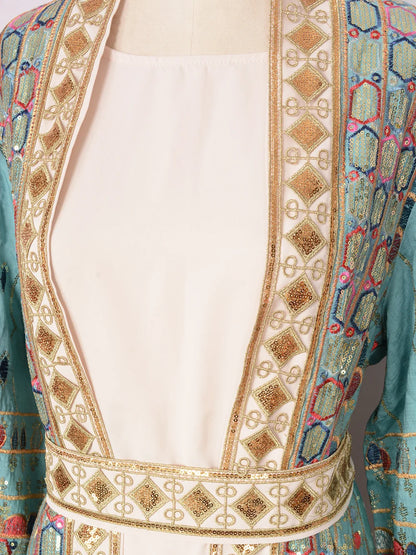 Muslim Two Piece Sets Women Clothing Prom Dresses Fashion Colorful Embroidery Abaya Turkish Kaftan Robe Women Prayer Dress Sets