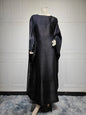 2024 Muslim Dress Women Summer Fashion Muslim Long Sleeve Satin Plus Size Long Abaya Kaftan Abaya Dubai Abaya Muslim Clothes