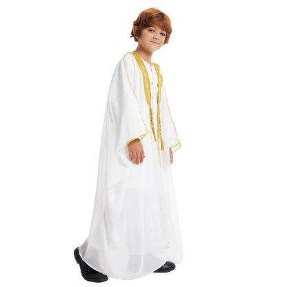 Kids Middle East Arab Robe with Tassel Boys Dubai Style Outfit Southeast Asian Long Shirt Islamic Traditional Ethnic Costume
