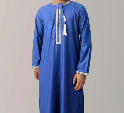 2026 Muslim Fashion Abaya for Men Long Sleeve O-neck Pullover Dress Robe Men Jubba Thobe Pakistan Kaftan Arabic Islamic Clothing
