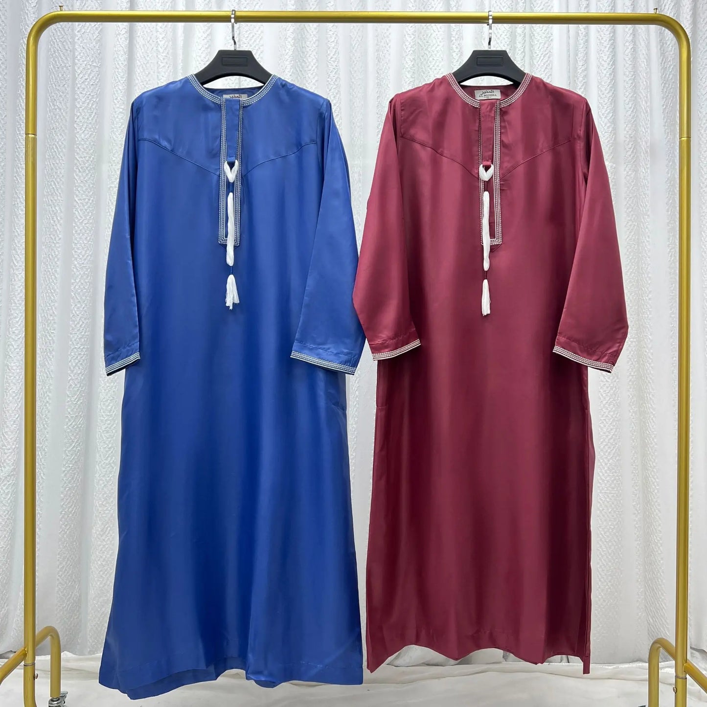 Muslim Men Long Sleeve Pullover Dress Abaya Daffah Jubba Thobe Pakistan Saudi Arab Kaftan Islam Clothing Prayer Robe Afghan