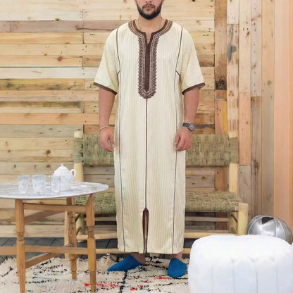 Muslim Men's Formal Thobes Long-sleeved Solid Color Loose Traditional Islamic Men's Clothing Kaftan Festival Arabic Ethnic Robe