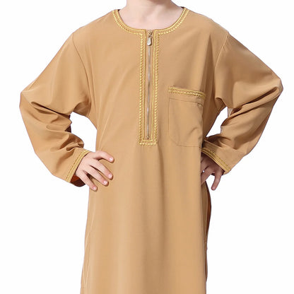 Child Dubai 2024 Luxury Kids Boys Men's Muslim Clothing Caftan Robes Islamic Ramadan Clothes Arab Man Abaya Pakistan Turkish
