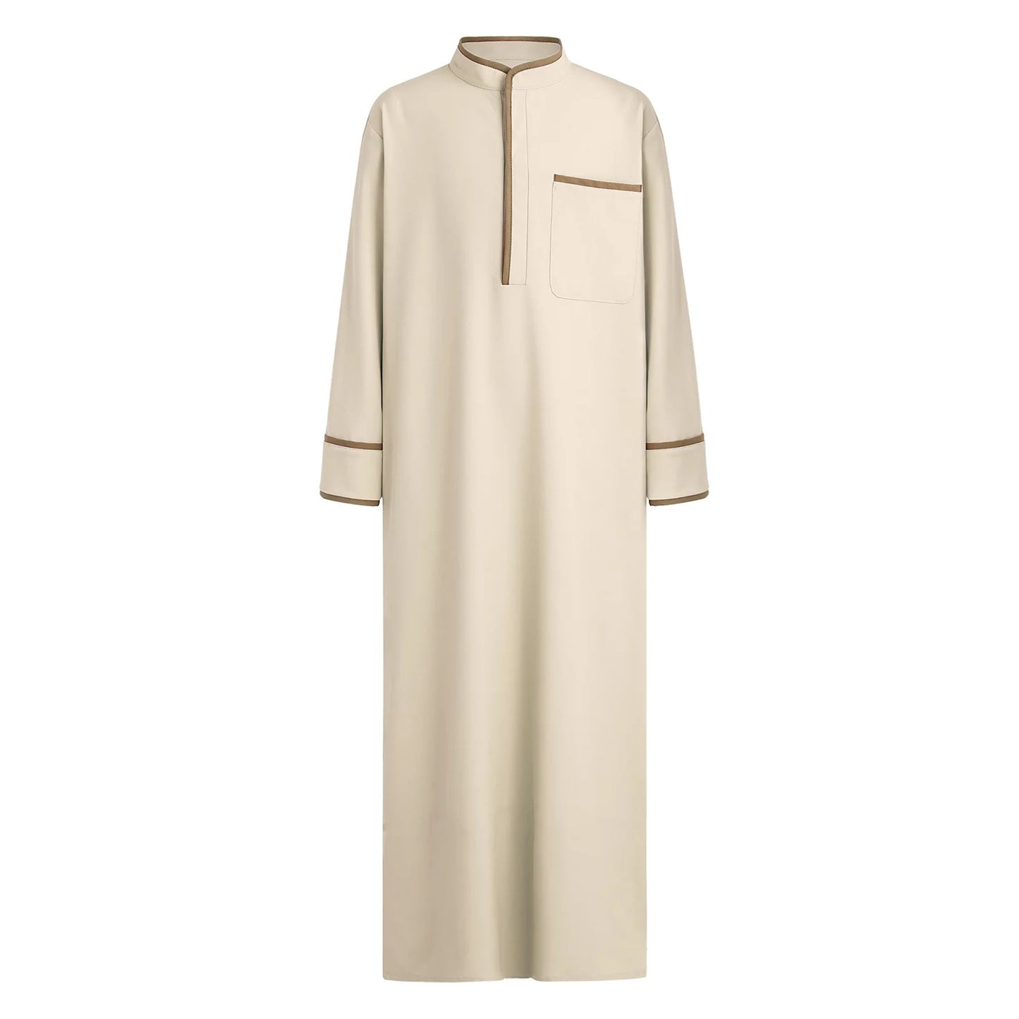 Kids Boys Muslim Thobe Arabic Middle East Loose Kaftan Long Sleeve Stand Collar Pocket Maxi Robe Casual Muslim Child Clothes