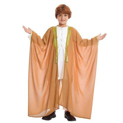 Kids Middle East Arab Robe with Tassel Boys Dubai Style Outfit Southeast Asian Long Shirt Islamic Traditional Ethnic Costume