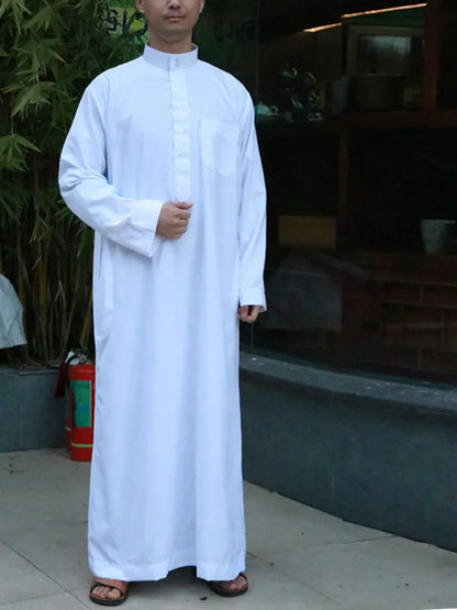 Islamic Clothing Men Solid Long Sleeve Loose Muslim Male Saudi Arabia Pakistan Kurta Muslim Costumes Muslim Dress Kaftan Thobe