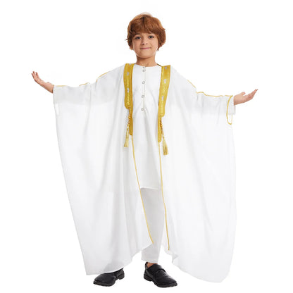 Kids Middle East Arab Robe with Tassel Boys Dubai Style Outfit Southeast Asian Long Shirt Islamic Traditional Ethnic Costume