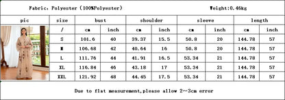 Kaftan Muslim Abaya Clothes for Muslim Women Summer Fashion Muslim Women Long Sleeve V-neck Sequin Long Maxi Dress Dubai Abaya