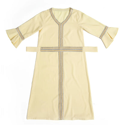 Muslim Kids Girls Maxi Dress Ramadan Eid Djellaba Dubai Abaya Turkey Kaftan Islamic Clothing Arabic Robe Children Prayer Gown