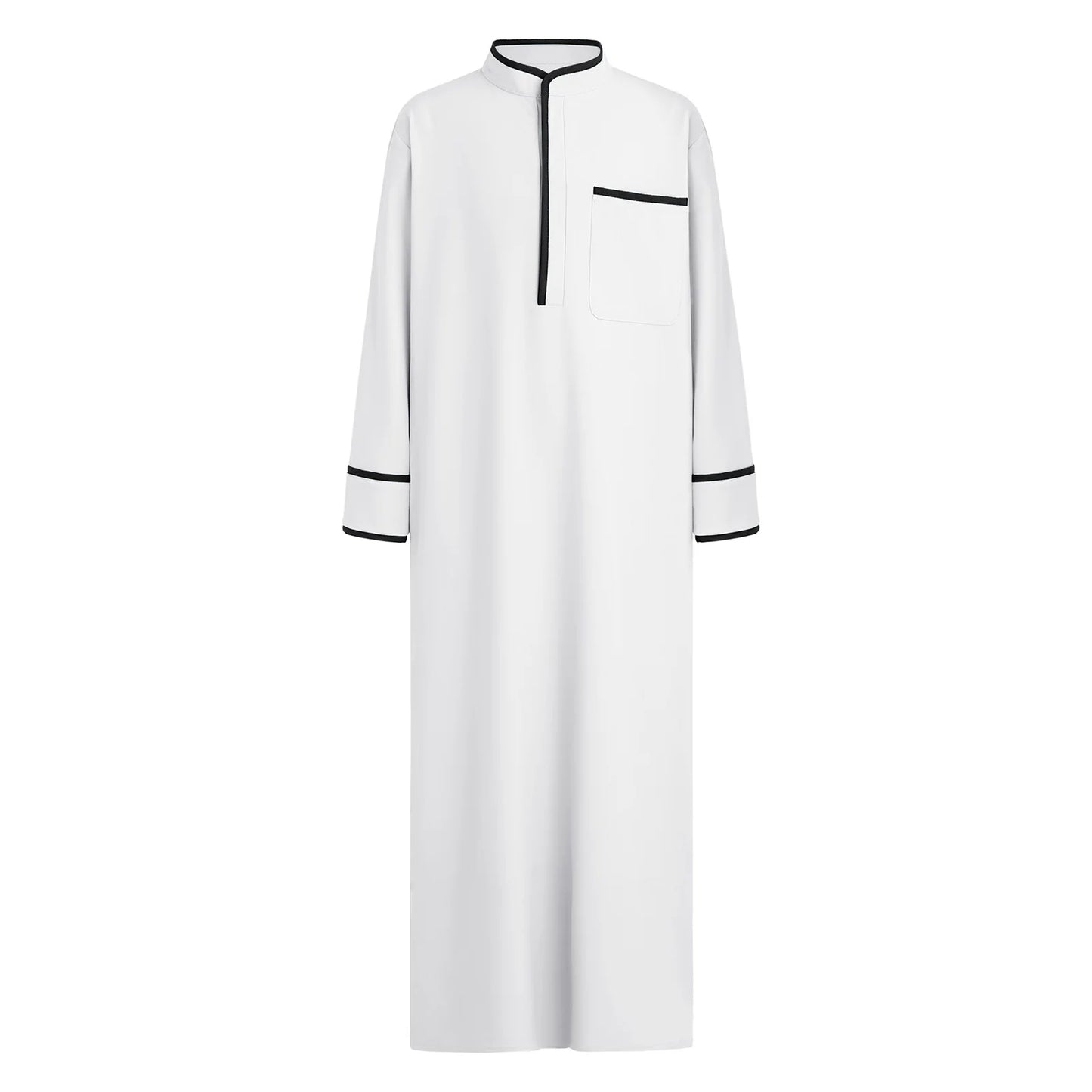 Kids Boys Muslim Thobe Arabic Middle East Loose Kaftan Long Sleeve Stand Collar Pocket Maxi Robe Casual Muslim Child Clothes