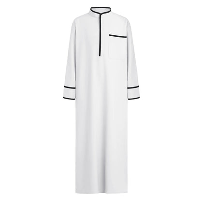 Kids Boys Muslim Thobe Arabic Middle East Loose Kaftan Long Sleeve Stand Collar Pocket Maxi Robe Casual Muslim Child Clothes