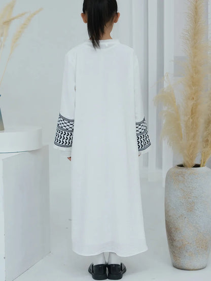 Muslim Kids girls Luxury Dubai Abaya Kimono Cardigan Embroidery tassels Long Dress Ramadan Robe Kaftan Femme Islam Clothing