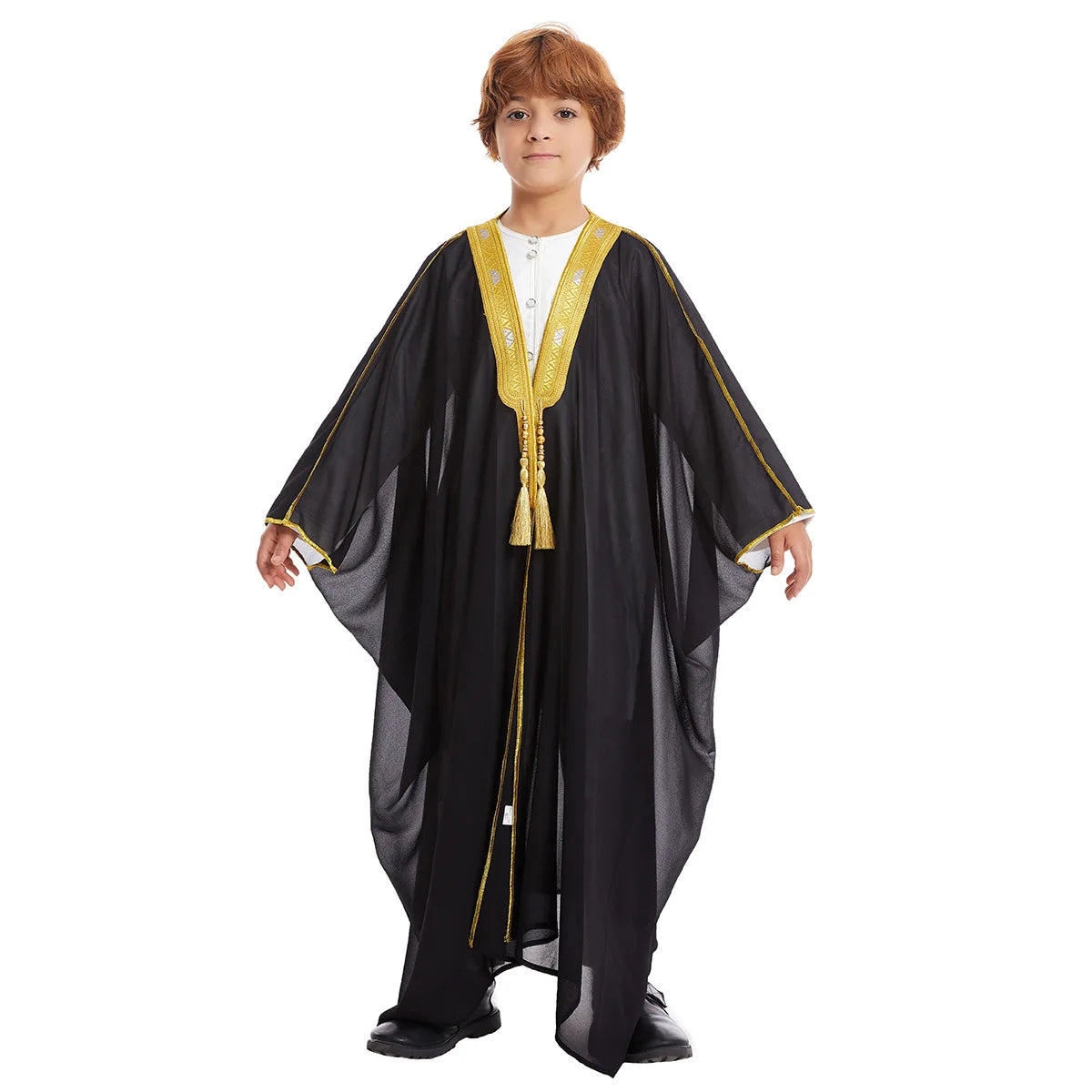 Kids Middle East Arab Robe with Tassel Boys Dubai Style Outfit Southeast Asian Long Shirt Islamic Traditional Ethnic Costume