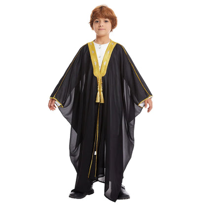 Kids Middle East Arab Robe with Tassel Boys Dubai Style Outfit Southeast Asian Long Shirt Islamic Traditional Ethnic Costume