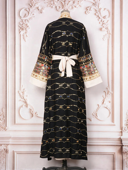 Muslim Two Piece Sets Women Clothing Prom Dresses Fashion Colorful Embroidery Abaya Turkish Kaftan Robe Women Prayer Dress Sets