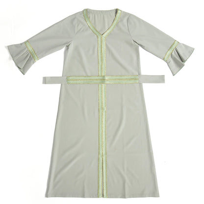 Muslim Kids Girls Maxi Dress Ramadan Eid Djellaba Dubai Abaya Turkey Kaftan Islamic Clothing Arabic Robe Children Prayer Gown