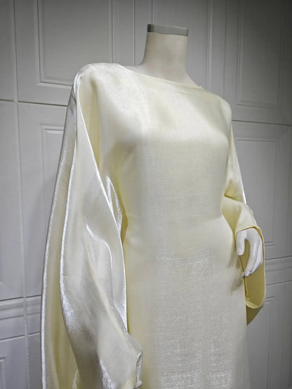 2024 Muslim Dress Women Summer Fashion Muslim Long Sleeve Satin Plus Size Long Abaya Kaftan Abaya Dubai Abaya Muslim Clothes