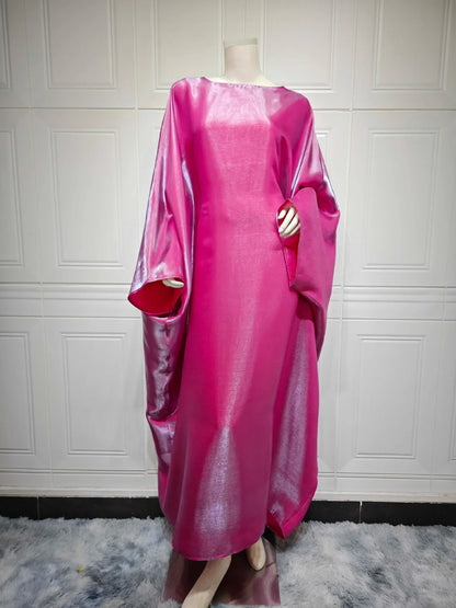 2024 Muslim Dress Women Summer Fashion Muslim Long Sleeve Satin Plus Size Long Abaya Kaftan Abaya Dubai Abaya Muslim Clothes