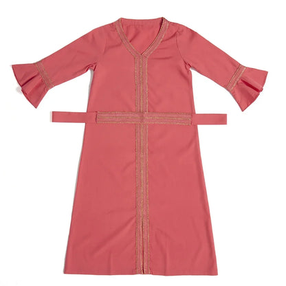 Muslim Kids Girls Maxi Dress Ramadan Eid Djellaba Dubai Abaya Turkey Kaftan Islamic Clothing Arabic Robe Children Prayer Gown