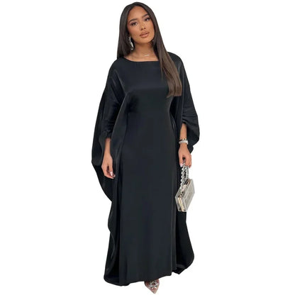 2024 Muslim Dress Women Summer Fashion Muslim Long Sleeve Satin Plus Size Long Abaya Kaftan Abaya Dubai Abaya Muslim Clothes