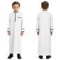 Kids Boys Muslim Thobe Arabic Middle East Loose Kaftan Long Sleeve Stand Collar Pocket Maxi Robe Casual Muslim Child Clothes