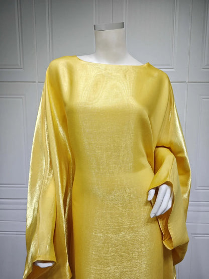 2024 Muslim Dress Women Summer Fashion Muslim Long Sleeve Satin Plus Size Long Abaya Kaftan Abaya Dubai Abaya Muslim Clothes