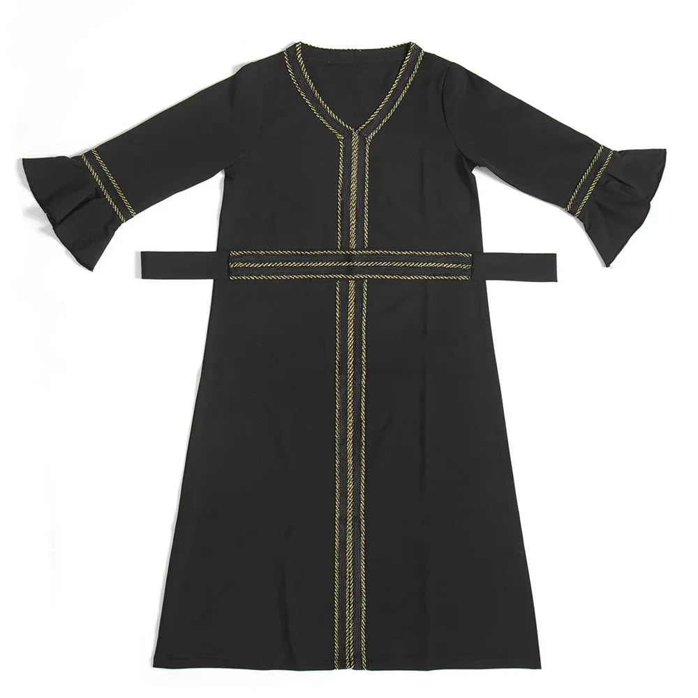 Muslim Kids Girls Maxi Dress Ramadan Eid Djellaba Dubai Abaya Turkey Kaftan Islamic Clothing Arabic Robe Children Prayer Gown